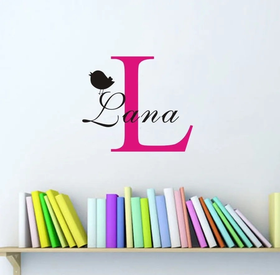 Красивое индивидуальное имя клиента монограмма девушка мальчик подарок Птица