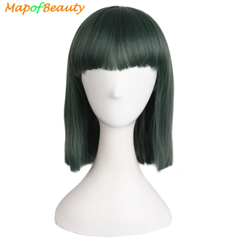 Женский парик MapofBeauty короткие прямые волосы для косплея зеленый жаростойкий