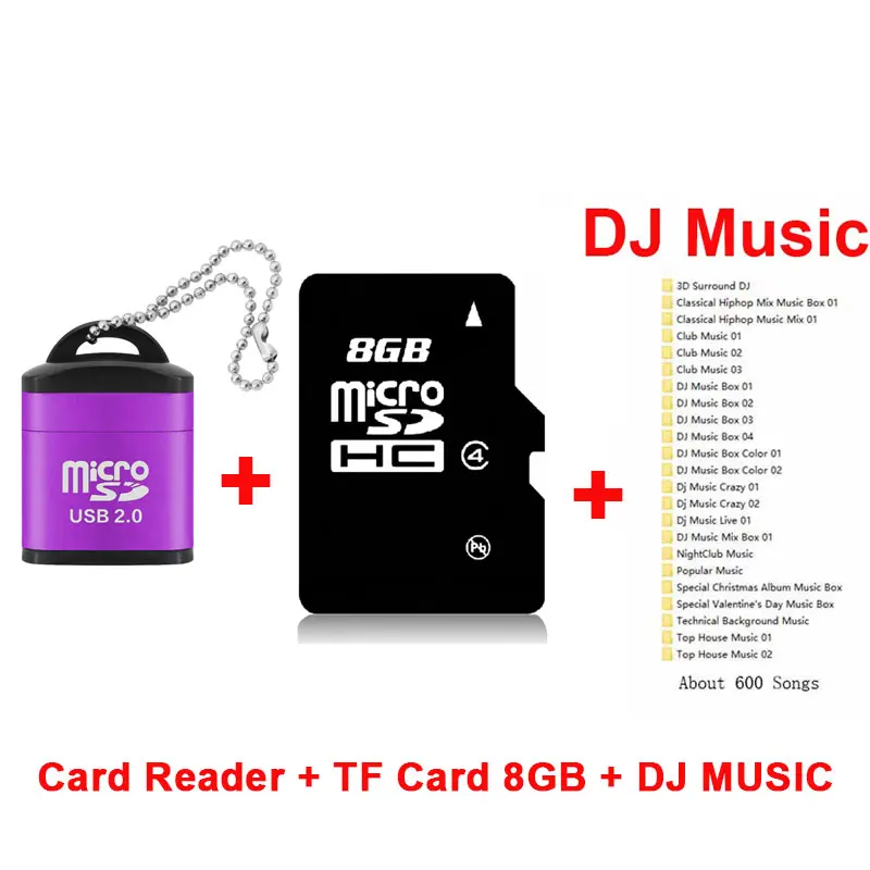 Purpl-Reader-TF8G-DJ Ingelon Горячая кард-ридер TF карта памяти адаптер плюс DJ& 8gb microSD кард-ридер для автомобиля и аудио мини смарт-ридер - Цвет: Purpl-Reader-TF8G-DJ