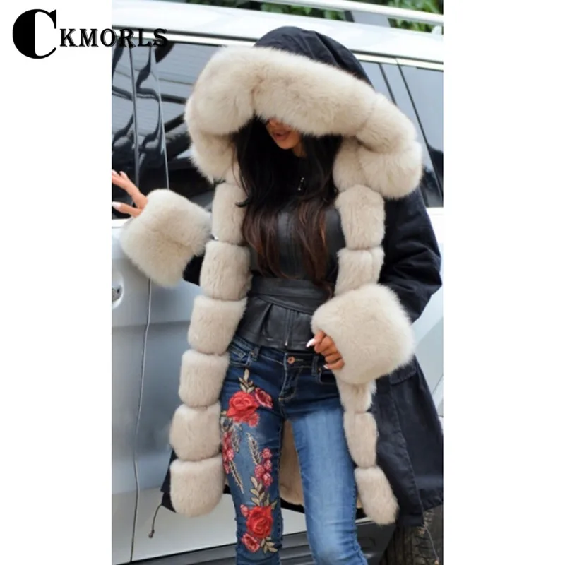CKMORLS новые куртки из натурального Лисьего меха для женщин меховые парки Повседневная Уличная одежда Harajuku Goth длинное пальто размера плюс длинная меховая парка - Цвет: style3
