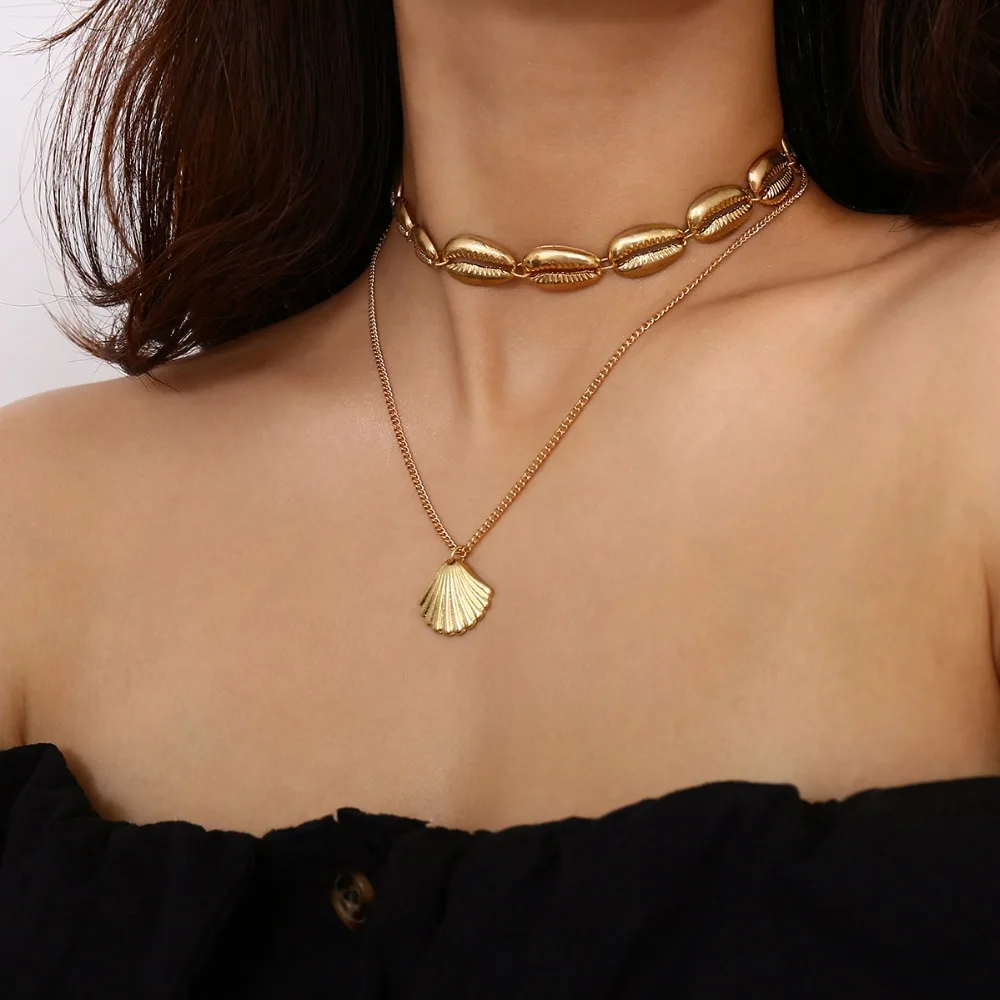 

New 2018 accessories alloy shell pendant ladies' collarbone chain fashion accessories handmade shell necklace