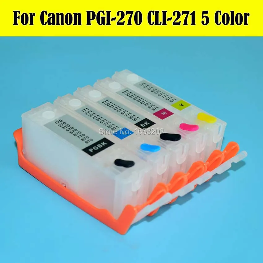 5 цветов/комплект PGI270 CLI271 чернильный картридж с дугой чип для Canon PIXMA MG5720 MG5721 MG5722