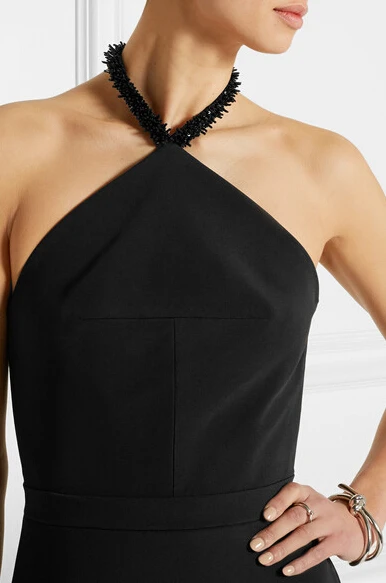 Summer Style Abendkleider Sheath Floor Length Off The Shoulder Halter Sleeveless Slit Back Long Black Evening Dresses 2015 | Свадьбы и