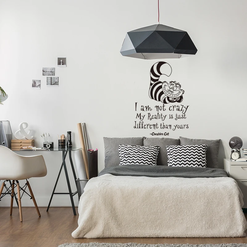 Наклейка на стену Алиса в стране чудес чеширские котировки кошек I Am Not Crazy