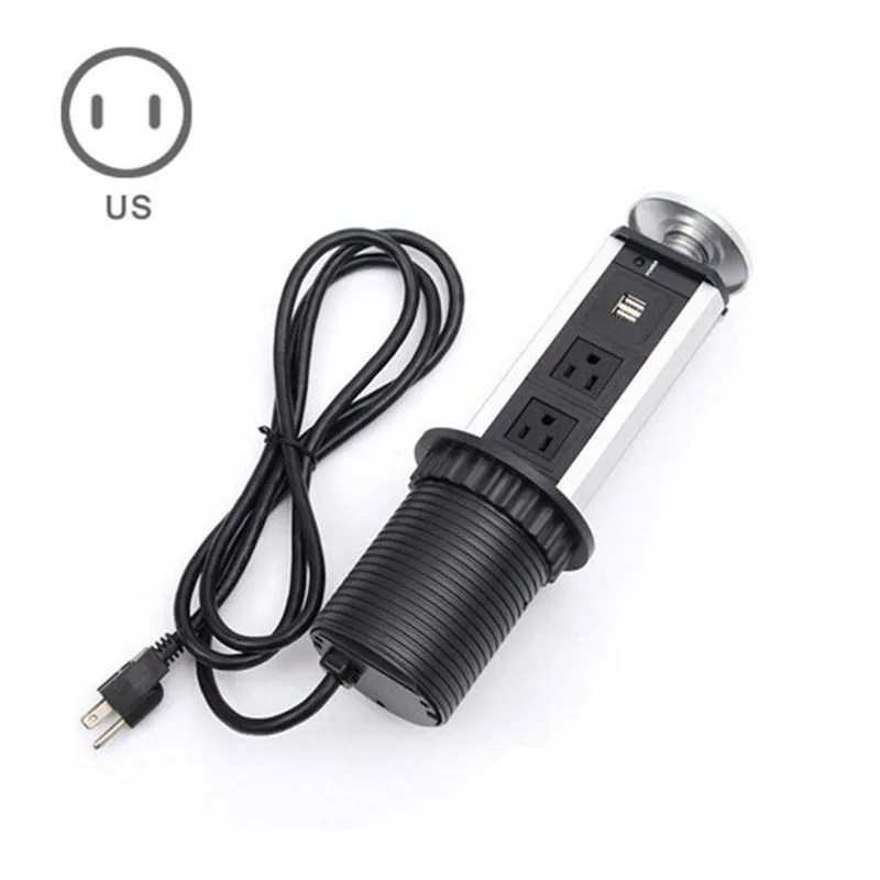 Вытягивающаяся Выдвижная электрическая розетка с 3 розетками 2 USB кухонная