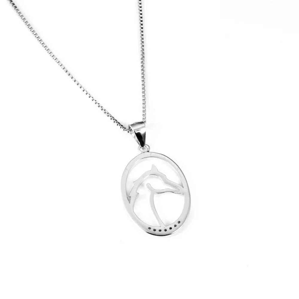 Женское ожерелье с подвеской в виде головы лошади из серебра 925 пробы|necklace love|fashion