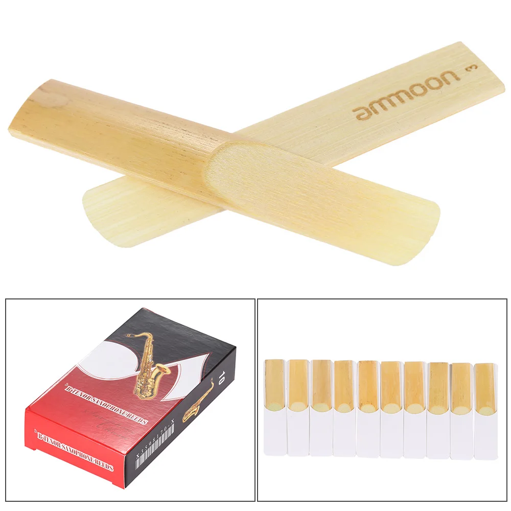 

ammoon 10-pack Pieces Strength 1.5 / 3.0 Bamboo Reeds for Bb Tenor Saxophone Clarinet Sax Accessories