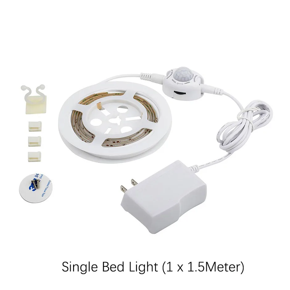 EU US Plug DC12V Светодиодный светильник для шкафа PIR датчик движения светодиодная лента 2835 под кровать лампа рубанская лента коридор кухонное украшение для лестниц
