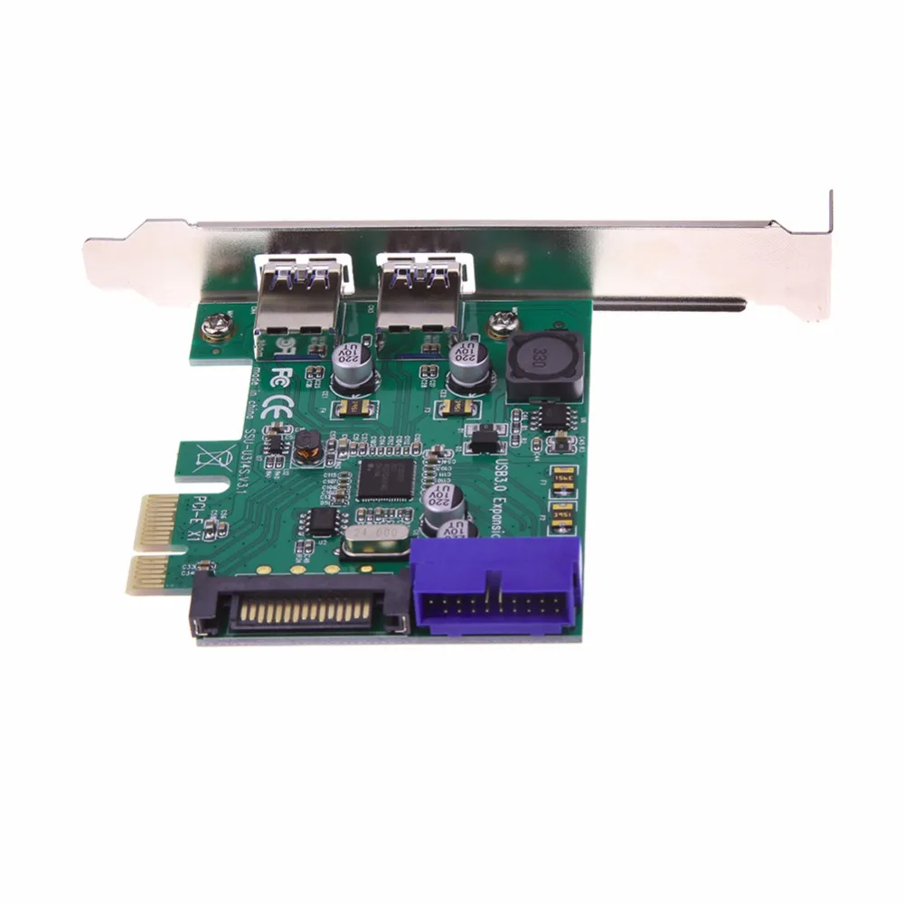 Внешнее 2 Порты USB 3 0 + внутренний 19 контактный разъем PCI Express x1 карты контроллера 100