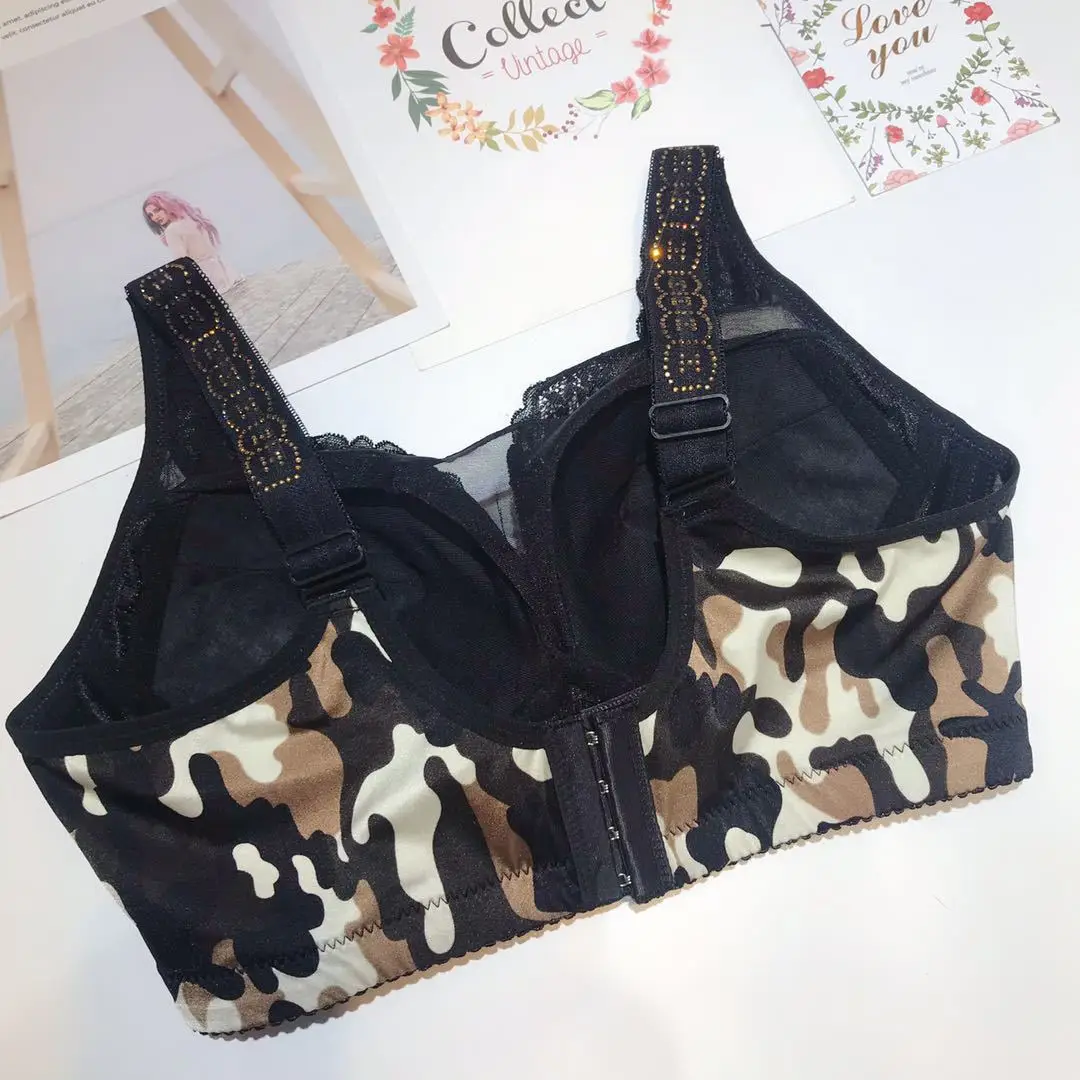 Sexy Fashion Leopard Bra Set Push Up ABC Cup Deep V Bra and Panty Set French Romantic Sexy Lingerie Rhinestone Bralette