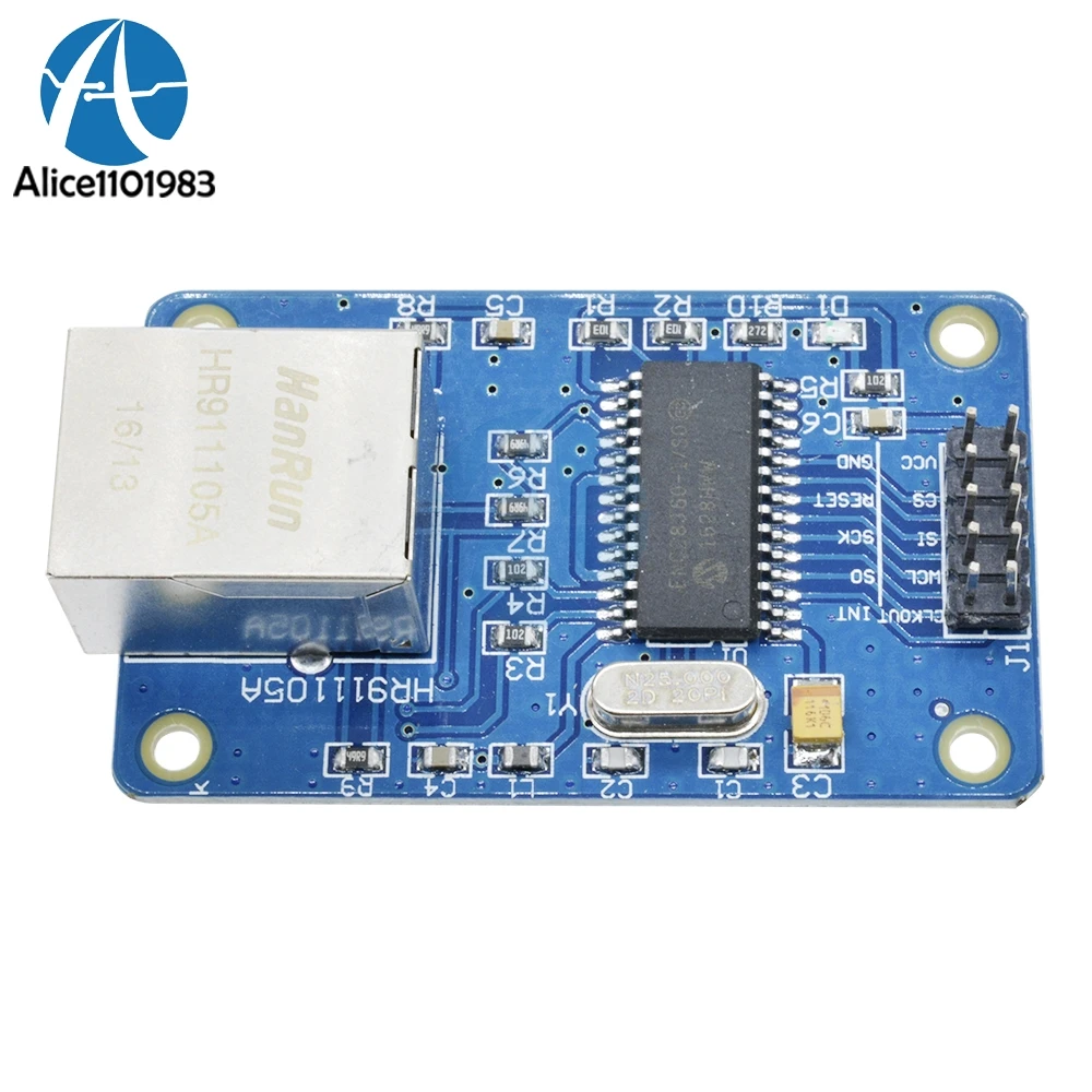 Сетевая плата ENC28J60 LAN Ethernet 25 МГц Кристальный AVR 51 LPC STM32 3 В|Интегральные схемы| |