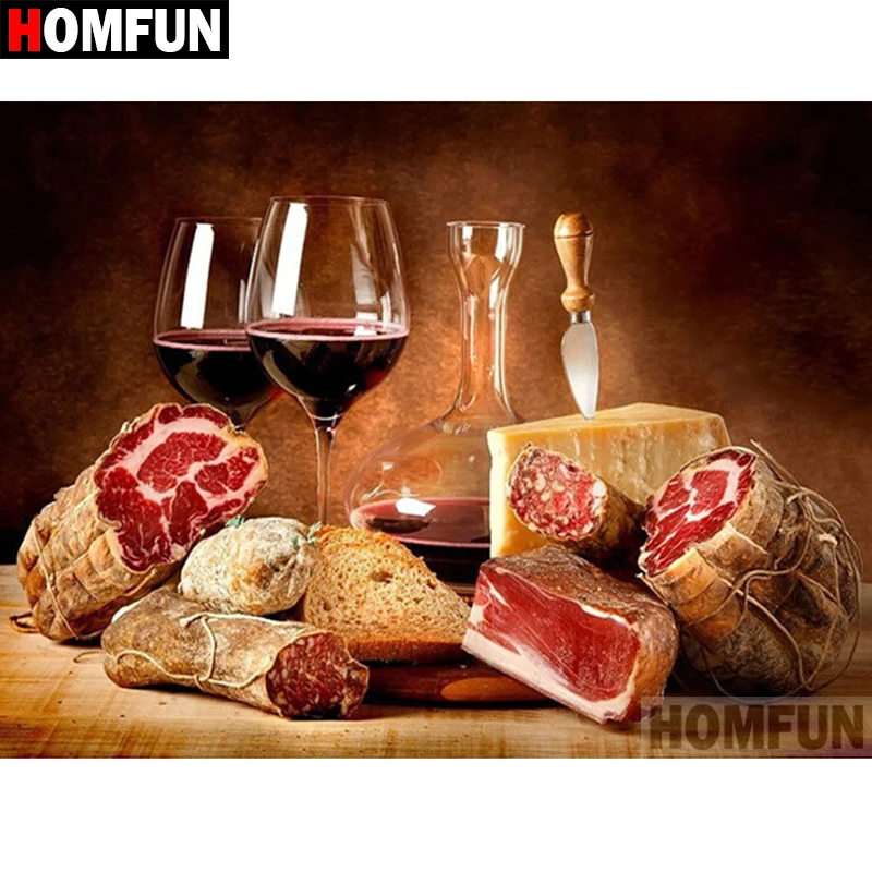 Алмазная 5D картина HOMFUN Красное вино вышивка крестиком с полными