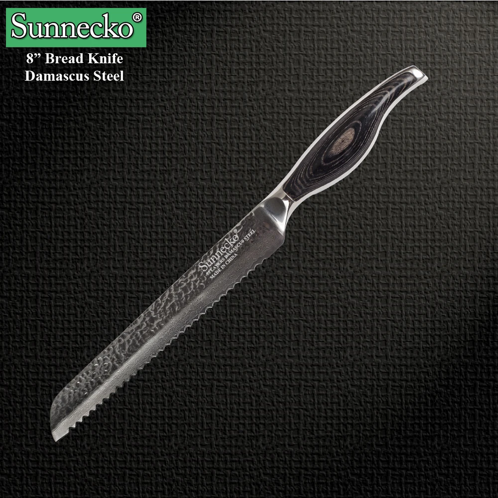 SUNNECKO 5PCS Kitchen Knives Set Japan VG10 Damascus Steel Chef Bread Utility Paring Slicer Knife Pakka Wood Handle Meat Cutter | Дом и сад