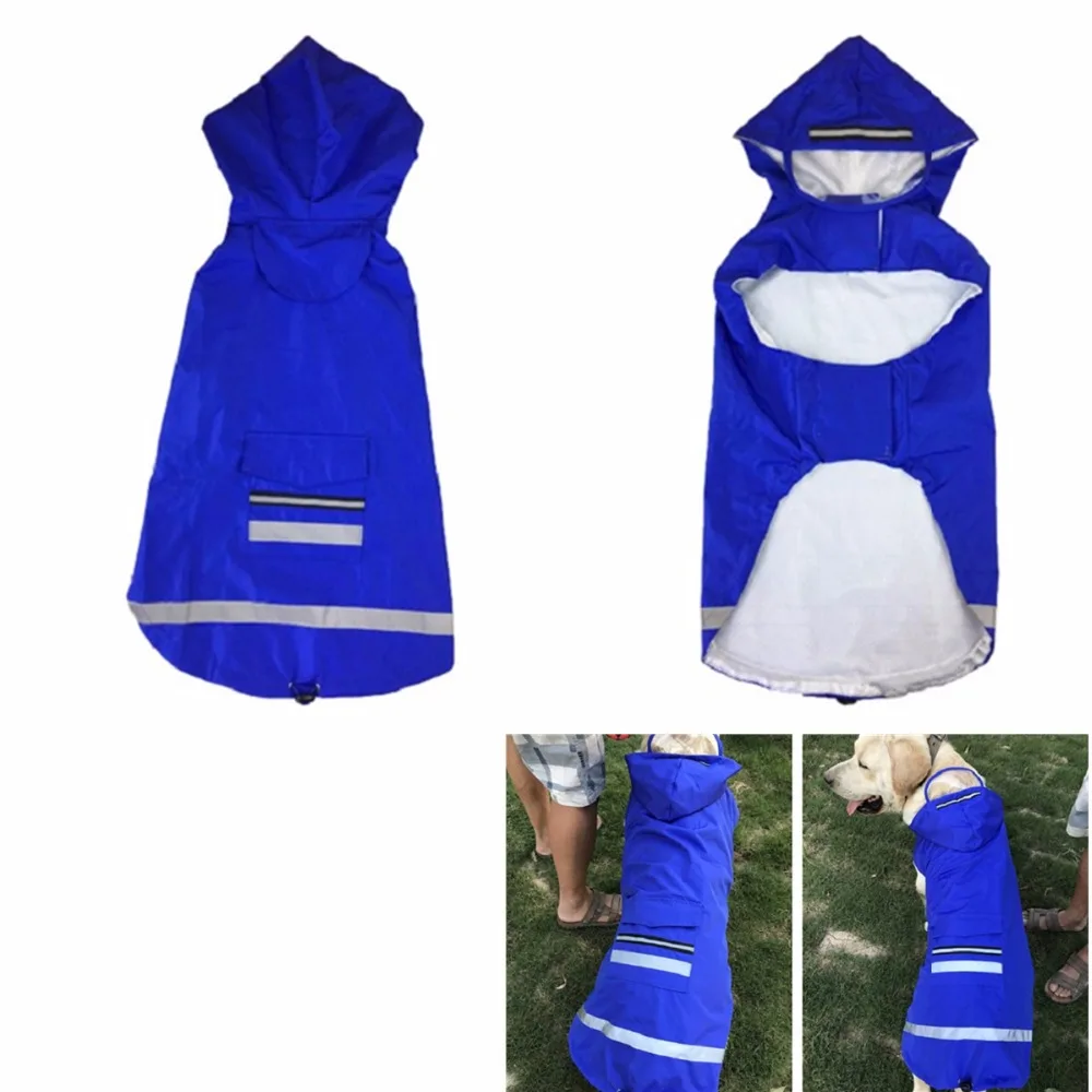 FP24 Large Dog Raincoat Waterproof Hooded Rain Jacket Reflective Clothes Apparel for Golden Retriever Labrador 3XL-5XL | Дом и сад