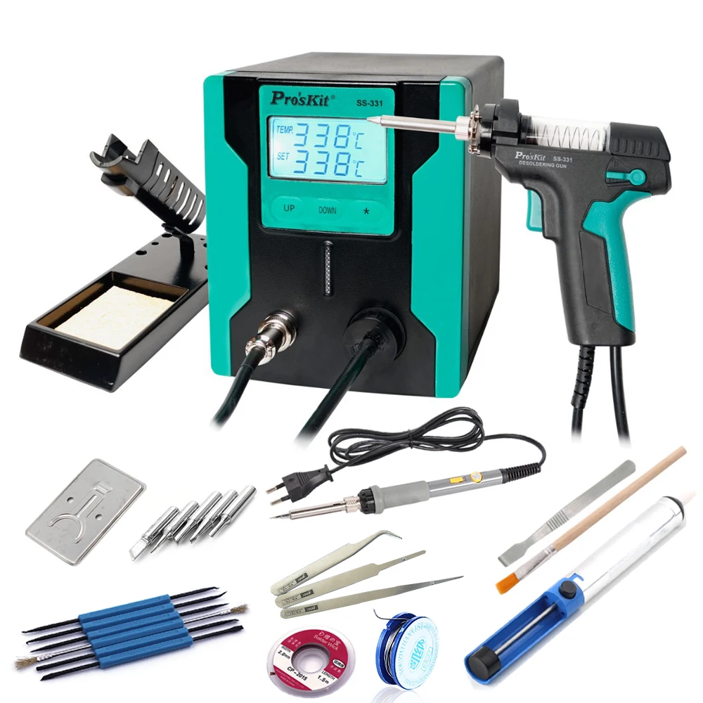 Qsunrun выпуск Pro'sKit SS-331H ESD lcd цифровой электрический насос для распайки BGA всасывающий вакуумный припой присоска пистолет