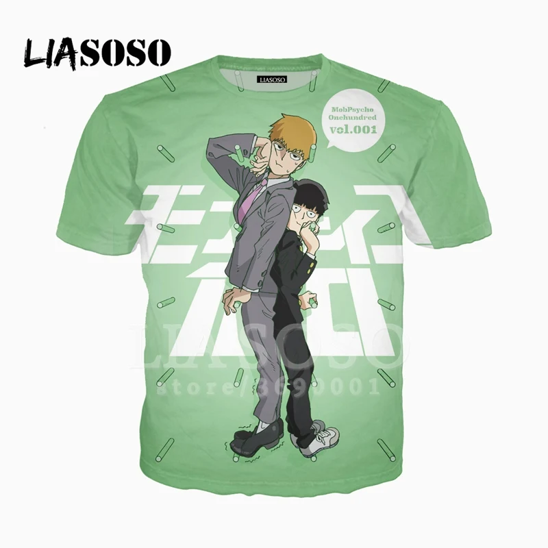 12 LIASOSO 3D Print Men Women Anime Mob Psycho 100 Mobu Saiko Hyaku Tshirt Summer T-shirt Casual Hip Hop Streetwear X2479 - Цвет: 12