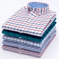 high quality 100 cotton oxford mens long sleeve shirts casual slim fit plaidstriped male dress shirt for men business shirts
