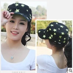 Free shipping new Korean men and women spring summer a large pentagram star hat flat cap visor outdoors#M1006 | Аксессуары для