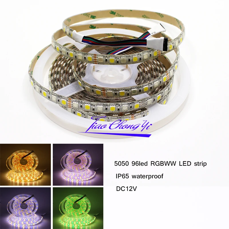 

5M 5050 96leds/M DC12V RGBWW LED strip RGB+warm white Flexible strip IP65 waterproof