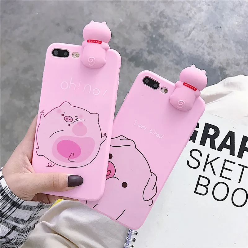Забавный мультфильм Свинья розовый чехол для iPhone х 6 6S 7 8 Plus X XR XS MAX ТПУ Мягкая
