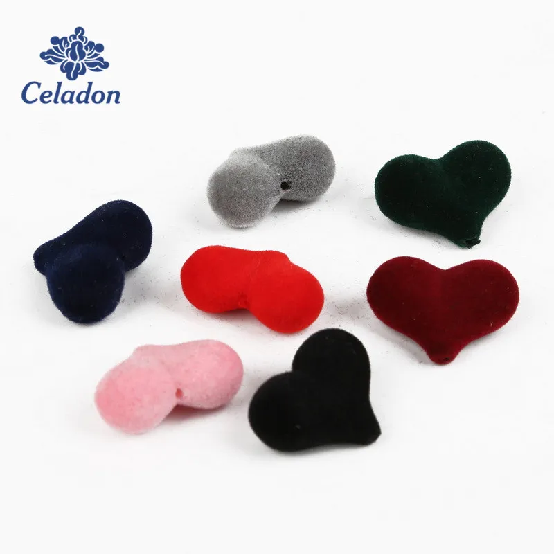 

Random Mixed 60pcs/lot Velvet Covered Beads Bending Heart Acrylic Charms Pendant for Earring Bracelet DIY Jewelry Decoration