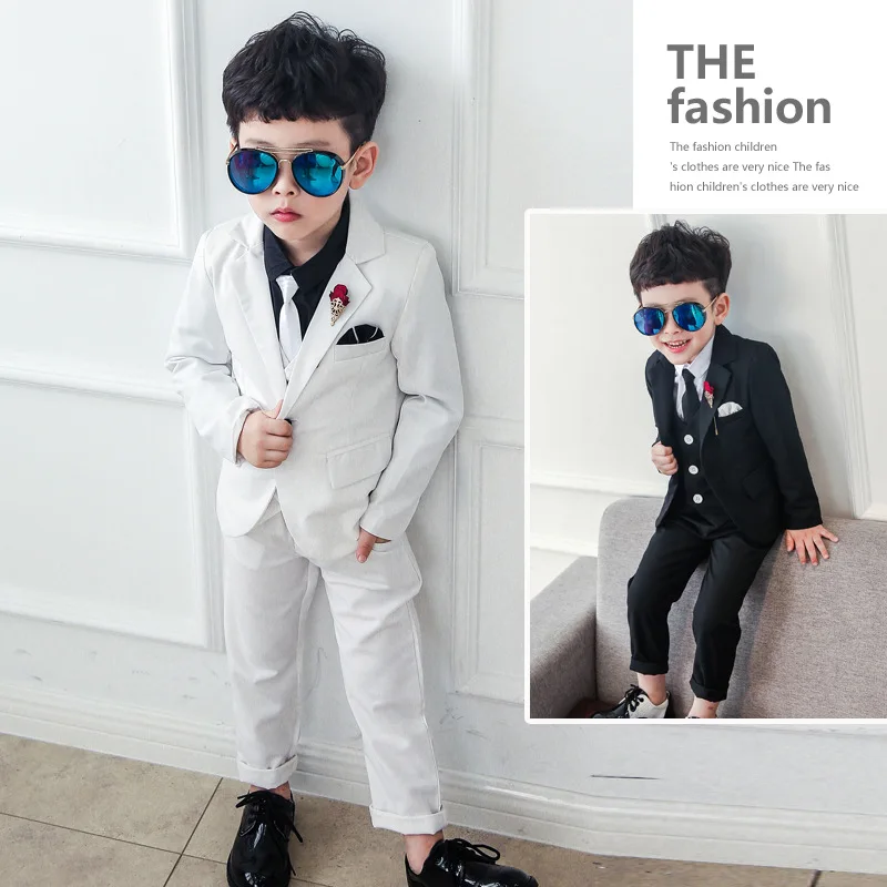 Children Suit Baby Boys Suits Kids Boy Blazer Formal For Weddings Clothes Set Jackets+Vest+Pants 3pcs 4-12Y |