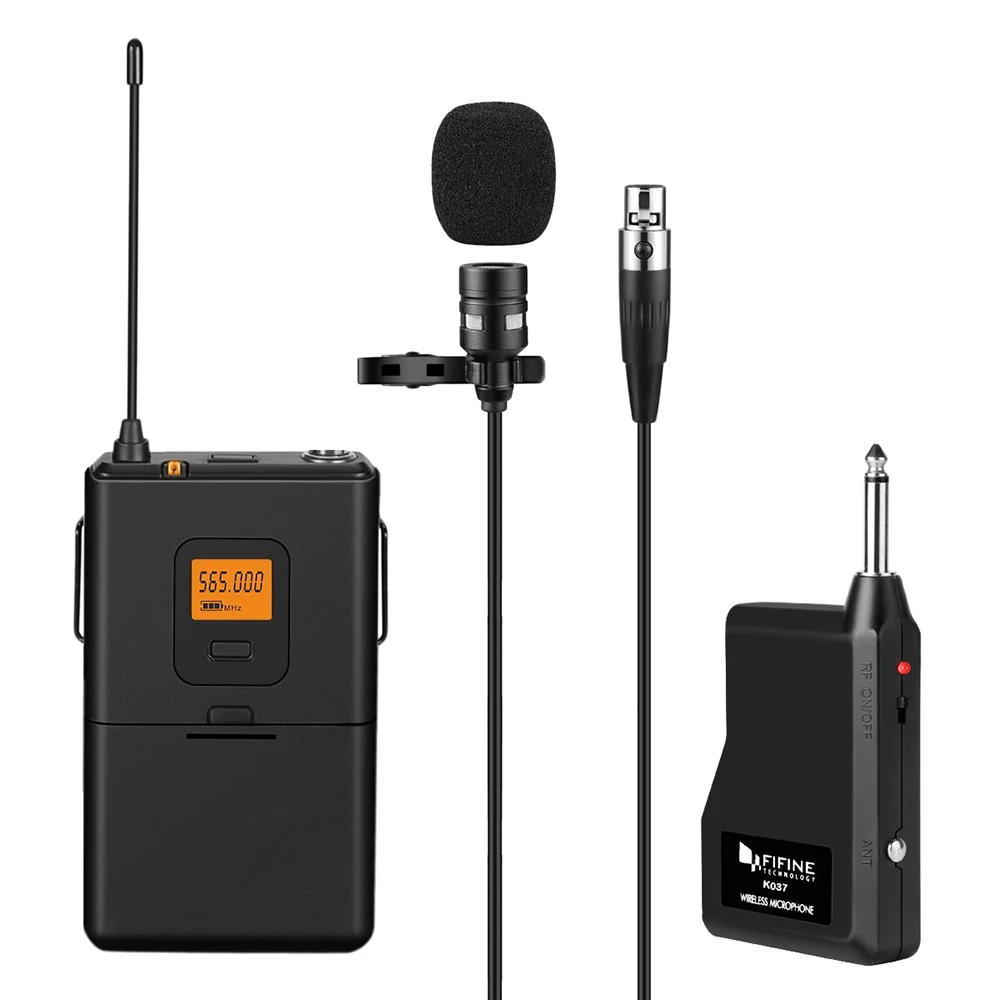 FIFINE K037 u-сегмент беспроводной микрофон усилитель лацкан клип голосовой UHF