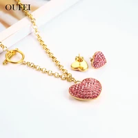 oufei stainless steel jewelry woman fashion jewelry sets heart necklace earrings set jewellery accessories free shipping
