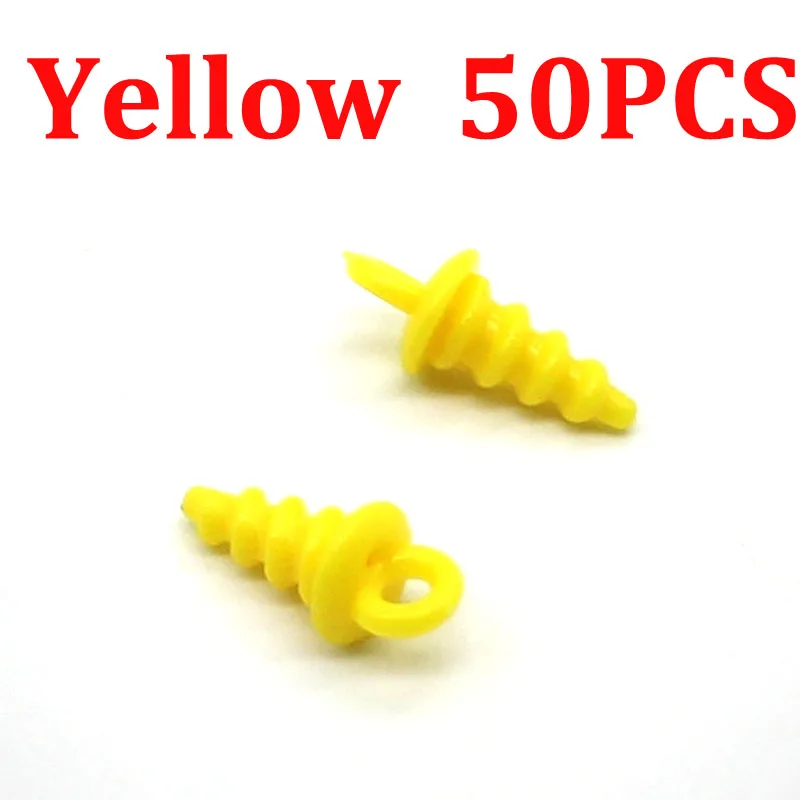 50pcs yellow 50 шт. винт для Бойла карпа рыболовные аксессуары D-Rig Chod Rig терминал снасти Приманка Держатель пластиковый шуруп для приманки Pop UP Boilies Stop - Цвет: 50pcs yellow