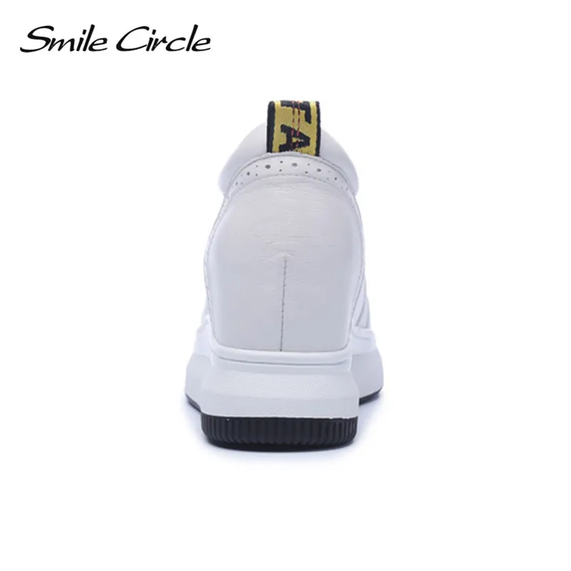 Кроссовки на танкетке со смайликом женская повседневная обувь из натуральной