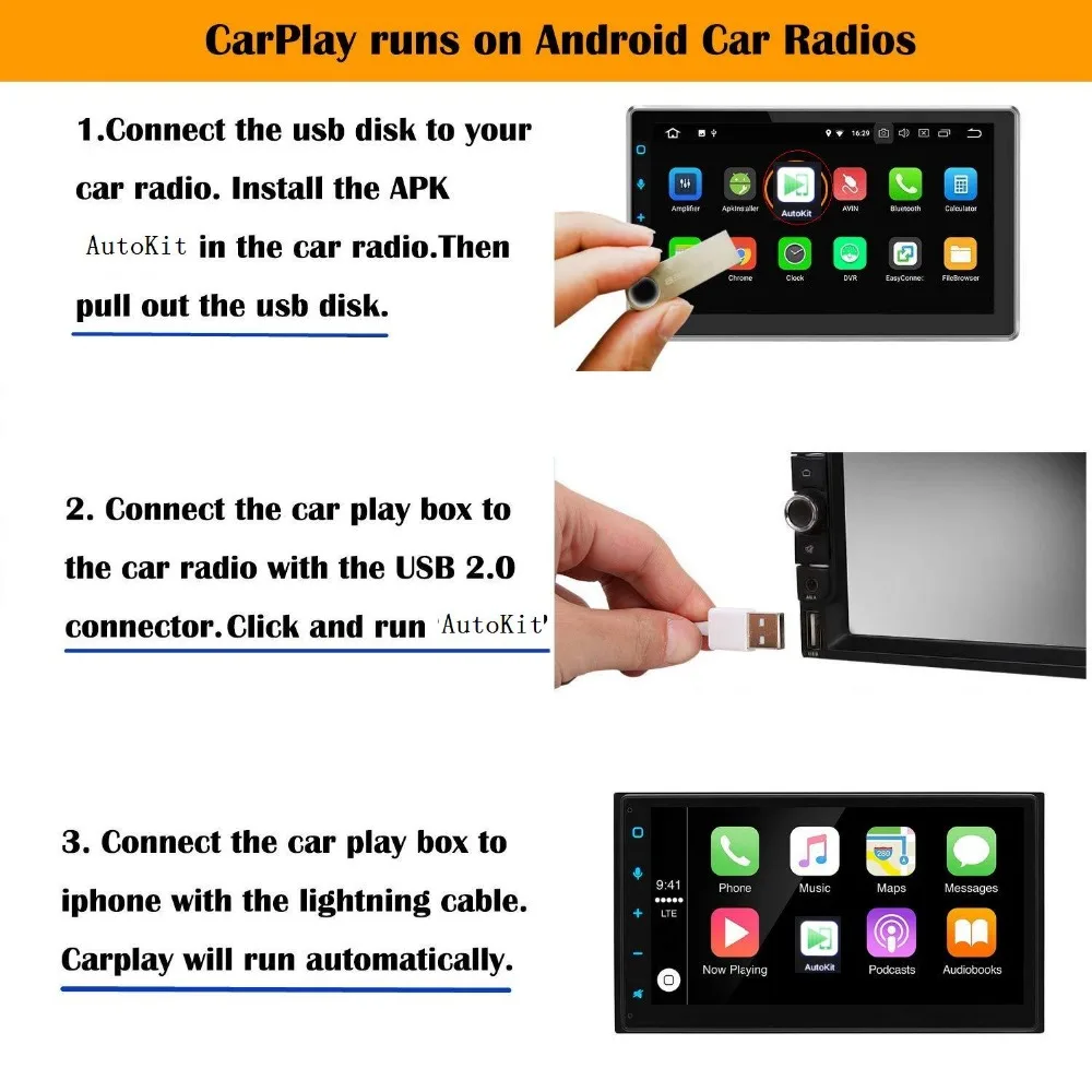 Аудио USB Smart Link Apple Внешний порт Carplay для Android навигации Mini Stick плеер с Авто compatib