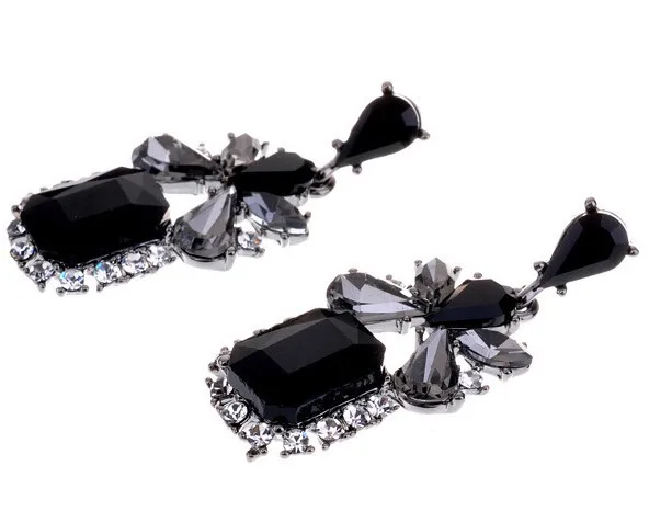 New ZA большой бренд Модные женские туфли Лидер продаж Gem Кристалл черные туфли высокого качества серьги для Для женщин девочек pendientes mujer moda XY-E635