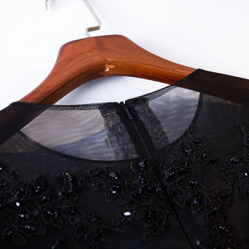 Женское вечернее платье с длинным рукавом черное ТРАПЕЦИЕВИДНОЕ ПЛАТЬЕ С