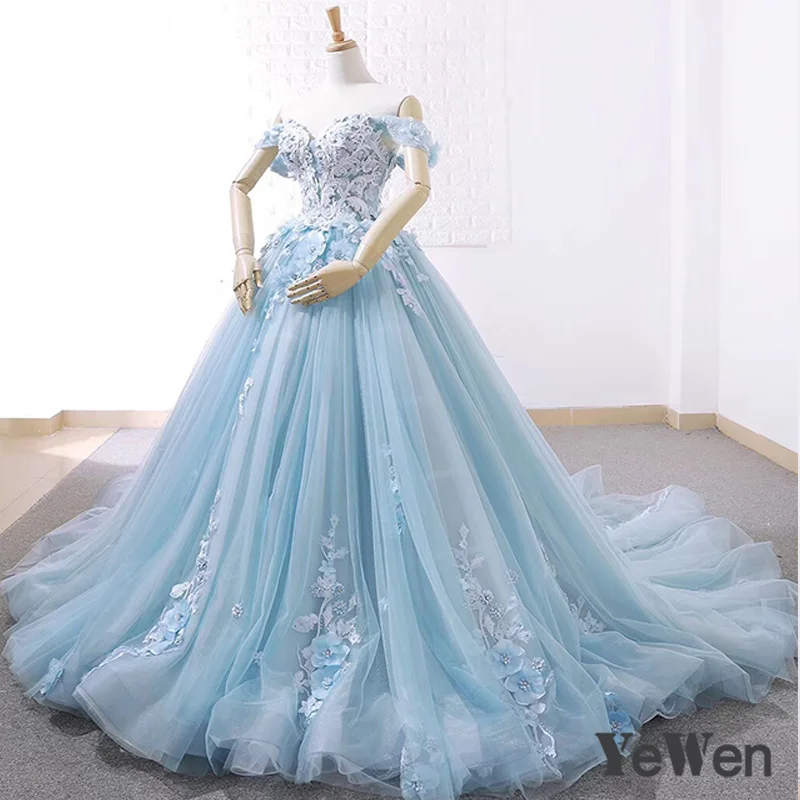 Роскошное кружевное свадебное платье принцессы с цветами 2020 бальное бисером