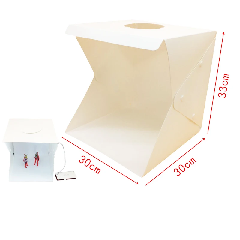 Baolyda 30*30cm Mini Photo Studio Tabletop Shooting Light Box 2 LED Boards Photography Background Soft Box with Dimmable Cable