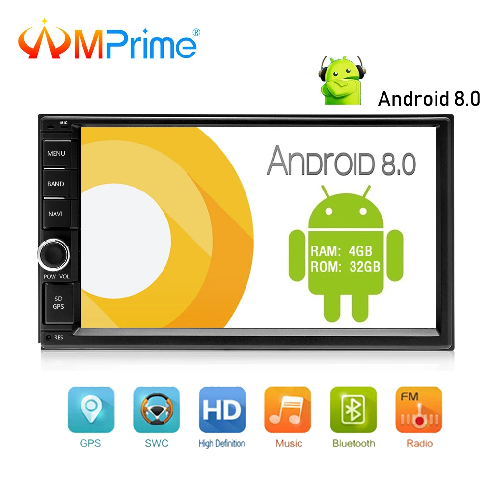 AMPrime Android 8 0 2 din автомобильный радиоприемник 7 ''емкостный сенсорный экран MP5