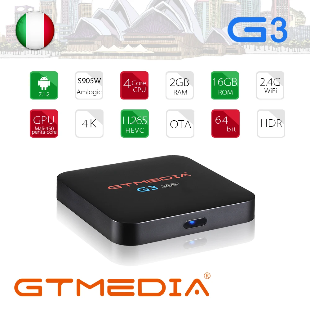GTMEDIA G3 ТВ BOX Smart 4 K Bluetooth 4,0 Android 7,1 2G/16G+ 12 месяцев IP ТВ Netflix Media Player HDCP1.4/2,0 DRM Widenvine L1