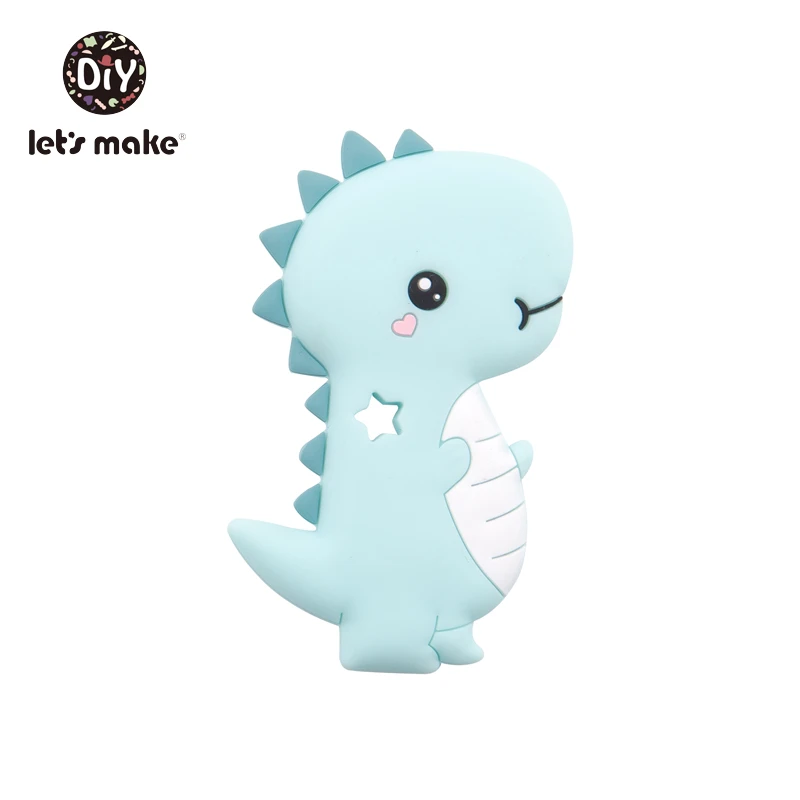 Dinosaur mint Детская Соска-пустышка с динозавром из мультфильма, прорезыватель-пустышка с цепочкой, BPA Free, силиконовый держатель для пустышки, соски для кормления, клипсы, Let's Make - Цвет: Dinosaur mint