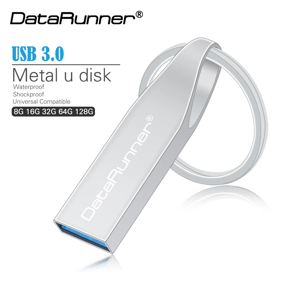 Металлический USB флеш накопитель DataRunner 8 ГБ 16 32 64 128 флешка водонепроницаемая