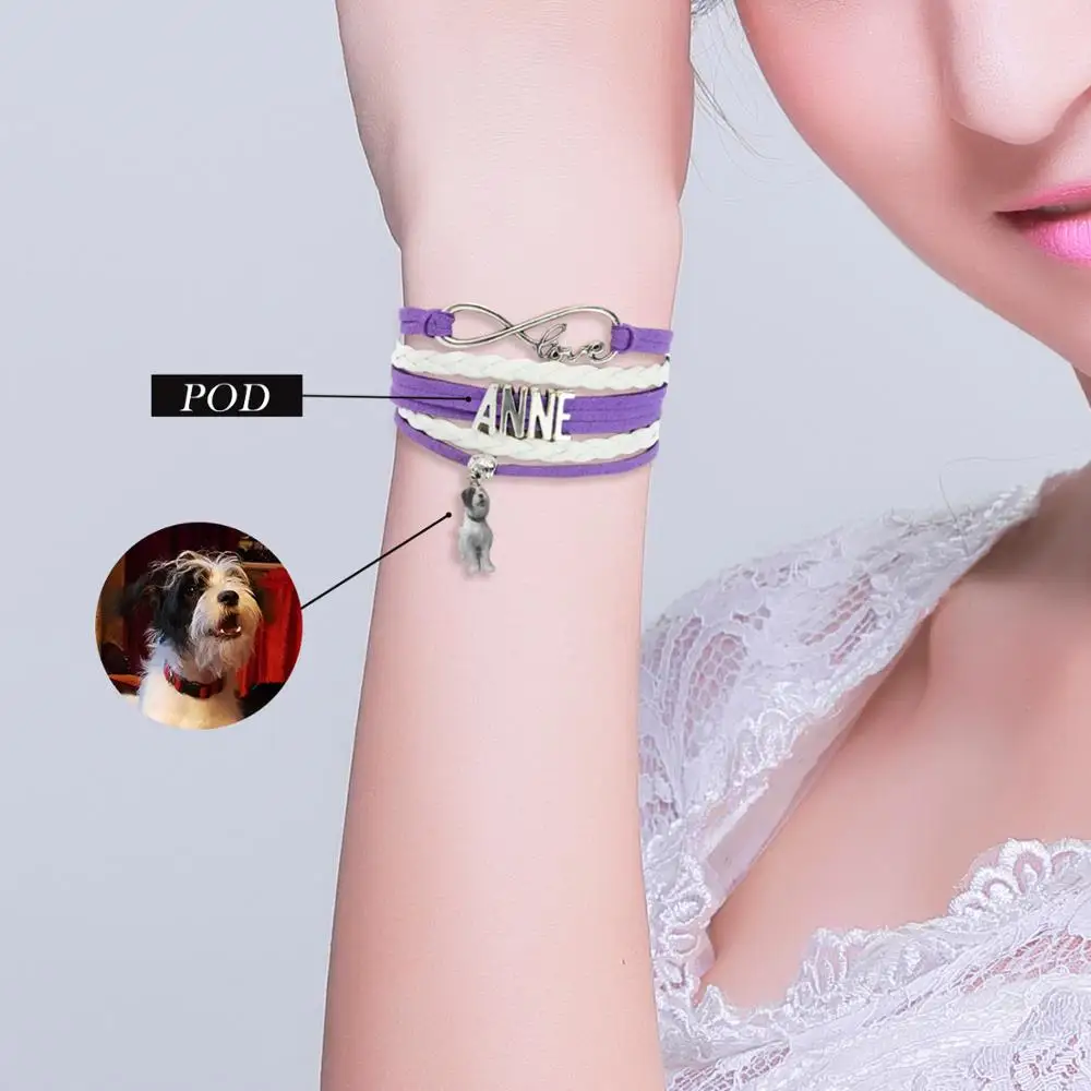 Personalized Pet and Name Weaving Charm Bracelet Customized your own style for Dropshipping CJZBLXSL01293 | Украшения и