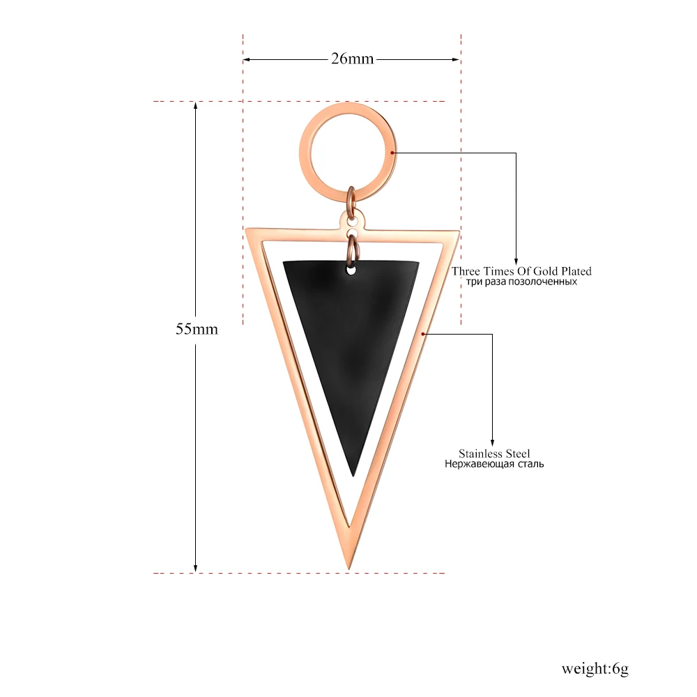 Lokaer New Punk Stainless Steel Female Black Hollow Triangle Stud Earrings For Women Geometric Earrings oorbellen E18112