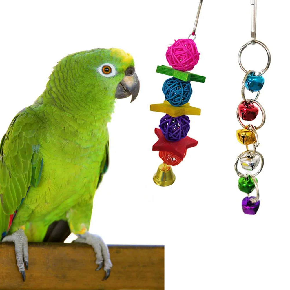7 шт./компл. для птиц попугаев игрушки жевания висячий колокольчик клетка