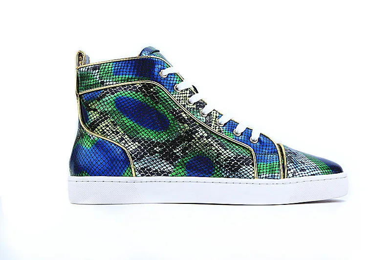 Chaussure Homme/модные мужские кроссовки высокое качество зеленая змеиная кожа