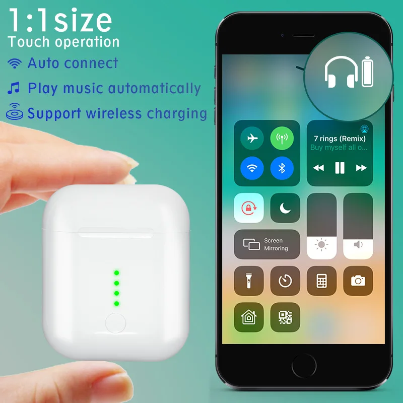 Bluetooth наушники Tws 1:1 всплывающая гарнитура с супер басами и беспроводной зарядкой