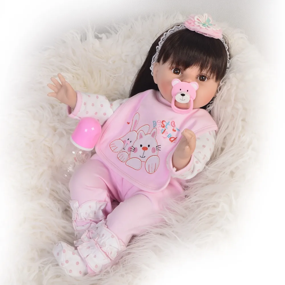 

22inch 55cm Silicone Reborn adorable Doll Toys simulation collection Princess Babies white skin Birthday Gift Present for sale