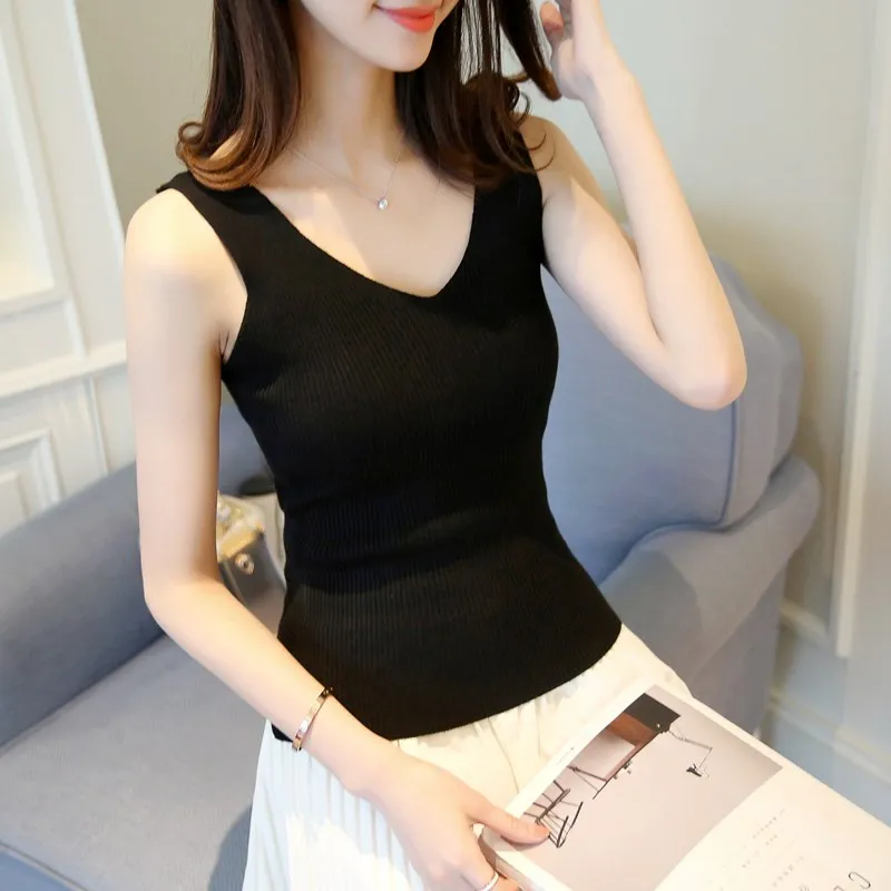 Женский вязаный пуловер с v-образным вырезом однотонный облегающий свитер без