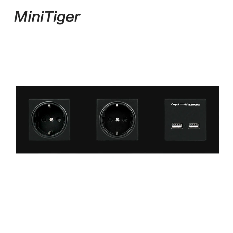 Minitiger настенный ПК панель двойная розетка 16А ЕС электрическая двойной USB умный