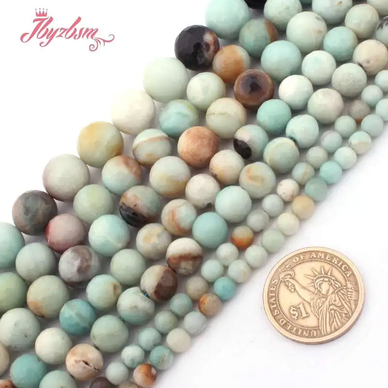 

6,8,10,12mm Round Faceted Multicolor Amazonite Natural Stone Beads For DIY Necklace Bracelets Jewelry Making 15" Free Shipping