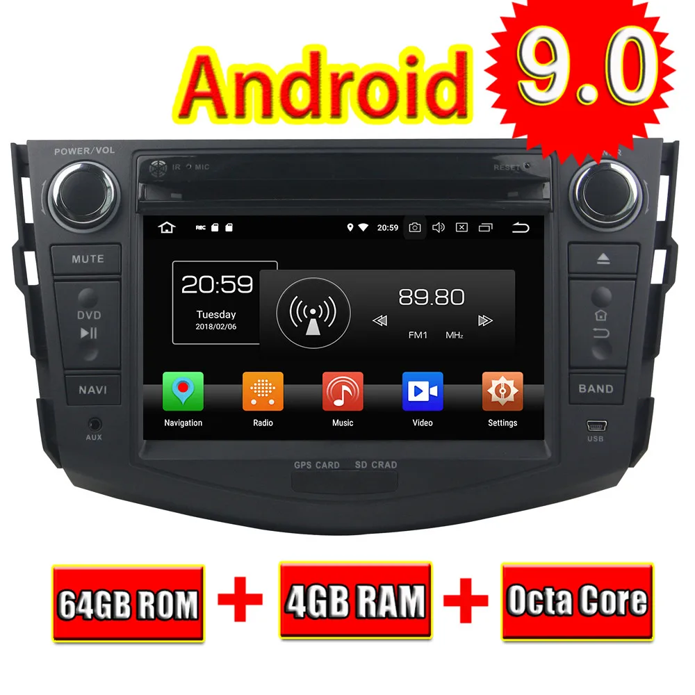 TOPNAVI 7 'ɺndroid 9 0 Авто головное устройство dvd-плеер для Toyota RAV4 2006 2007 2008 2009 2010 2011 2012