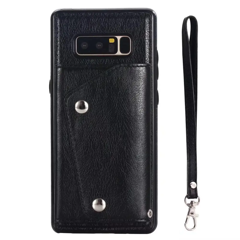 KISSCASE PU Leather Case For Samsung Galaxy S9 S8 Plus S7 Edge Note 9 8 Retro Phone Cases For Samsung S8 S9 Plus Wallet Cover - Цвет: Black